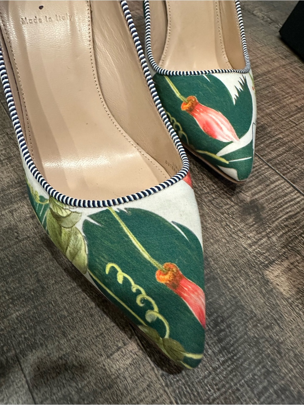 J. Crew Green and White Floral Pointed-Toe Pumps - Picture 3 of 12